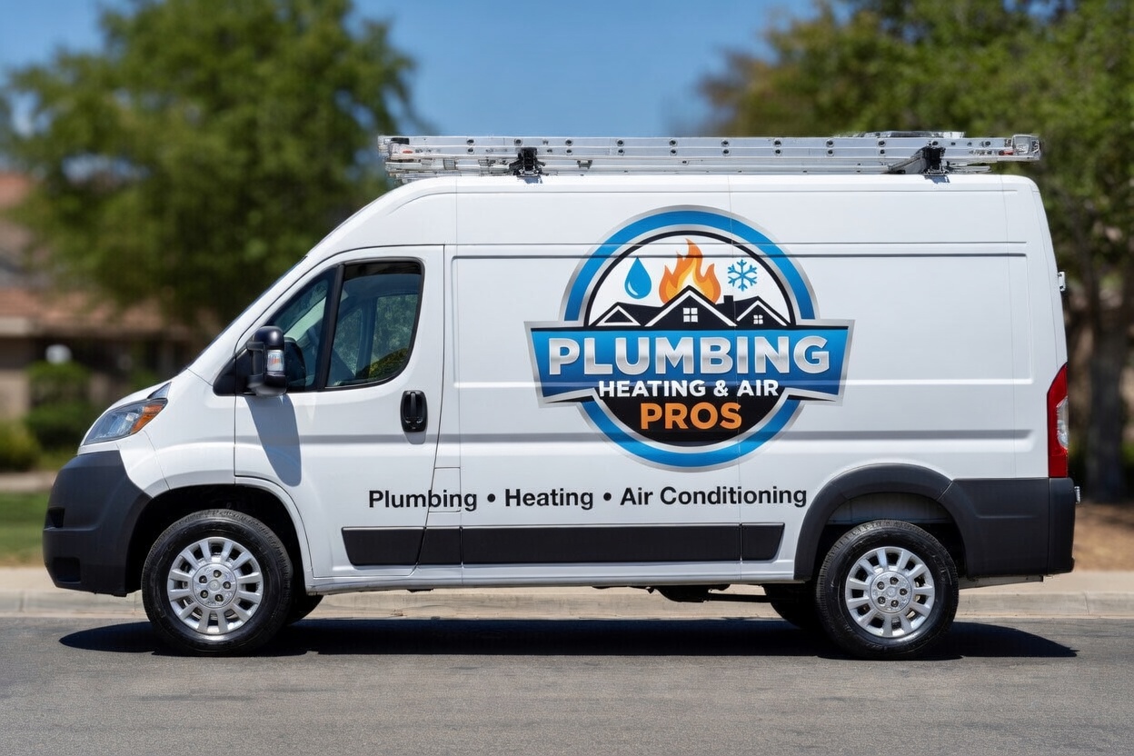 Local plumbing heating and air service van serving Campbell