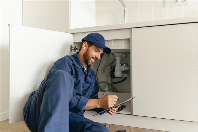 Residential plumber providing service in a Campbell home